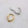 MULTI CZ V-SHAPED SEPTUM HINGED SEGMENT HOOP RING 316L SURGICAL STEEL 
